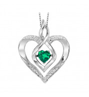 Gems One Silver Diamond (1/50 Ctw) & Created-Emerald (1/4 Ctw) Pendant - ROL1165E