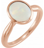 14K Rose 10x8 mm Oval Cabochon Ethiopian Opal Ring - 72024619P