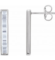 14K White 1/2 CTW Diamond Baguette Bar Earrings - 65188660001P