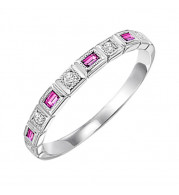 Gems One 10Kt White Gold Diamond (1/12Ctw) & Pink Sapphire (1/8 Ctw) Ring - FR1038-1WD