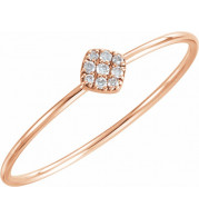 14K Rose 1/8 CTW Diamond Petite Square Ring - 65192360002P