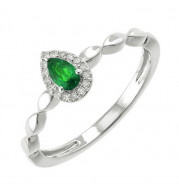 Gems One 10Kt White Gold Diamond (1/20Ctw) & Emerald (1/4 Ctw) Ring - RG87015-1WDE
