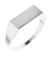 14K White 15x7 mm Rectangle Signet Ring - 9824101P