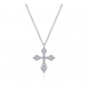 Gabriel & Co. 14k White Gold Faith Diamond Religious Cross Necklace - NK5953W45JJ
