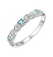 Gems One 14Kt White Gold Diamond (1/12Ctw) & Blue Topaz (1/6 Ctw) Ring - FR1230-4WD