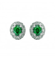 Gems One 10Kt White Gold Diamond (1/6Ctw) & Emerald (3/8 Ctw) Earring - ER31974-1WDE