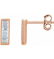 14K Rose 1/3 CTW Diamond Baguette Bar Earrings - 65188660005P