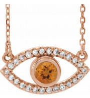 14K Rose Citrine & White Sapphire Evil Eye 18 Necklace - 86832723P
