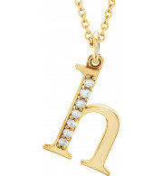 14K Yellow .03 CTW Diamond Lowercase Initial h 16 Necklace - 8580360022P
