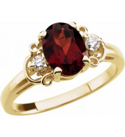14K Yellow Mozambique Garnet & .06 CTW Diamond Accented Ring - 60442208961P