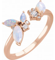 14K Rose Australian Opal & 1/10 CTW Diamond Negative Space Ring - 72107607P