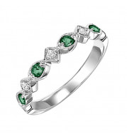 Gems One 10Kt White Gold Diamond (1/20Ctw) & Emerald (1/6 Ctw) Ring - FR1028-1WD