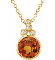 14K Yellow Checkerboard Citrine & .04 CTW Diamond 18 Necklace - 66966101P