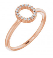 14K Rose .06 CTW Diamond Initial O Ring - 1238346072P
