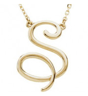 14K Yellow Script Initial S 16 Necklace - 84635228P