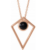 14K Rose Onyx Cabochon Pyramid 16-18 Necklace - 86863622P
