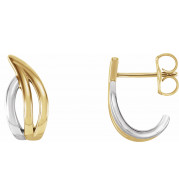 14K Yellow & White Freeform J-Hoop Earrings - 86522605P