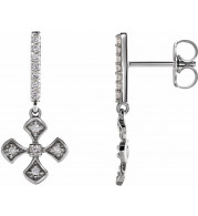 14K White 1/5 CTW Diamond Cross Dangle Earrings - 6535881000P