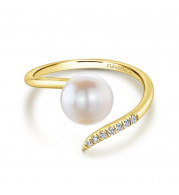 Gabriel & Co. 14k Yellow Gold Grace Pearl & Diamond Ring - LR51058Y45PL