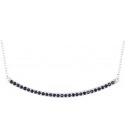 14K White Blue Sapphire Bar 16-18 Necklace - 65108570001P