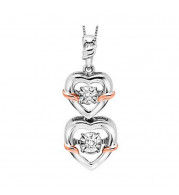 Gems One Silver (SLV 995) Pink & Diamonds Stunning Neckwear Pendant - 1/10 ctw - ROL1214-SS1PD
