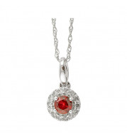 Gems One 10Kt White Gold Diamond (1/12Ctw) & Ruby (1/5 Ctw) Pendant - PD35151-1WDR