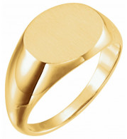 14K Yellow 14x12 mm Oval Signet Ring - 9823102P