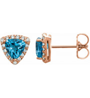 14K Rose Swiss Blue Topaz & .08 CTW Diamond Earrings - 862756002P