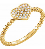 14K Yellow 1/8 CTW Diamond Heart Bead Ring - 122819601P