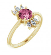 14K Yellow Pink Tourmaline & 1/4 CTW Diamond Ring - 72080661P