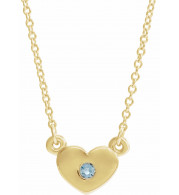 14K Yellow Aquamarine Heart 16 Necklace - 8633560009P