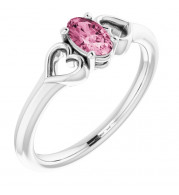 14K White 5x3 mm Oval Tourmaline Youth Heart Ring - 71987613P