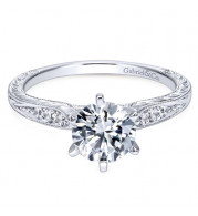 Gabriel & Co. 14k White Gold Victorian Straight Engagement Ring - ER11827R4W44JJ