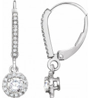 14K White 5/8 CTW Diamond Halo-Style Lever Back Earrings - 65293860001P
