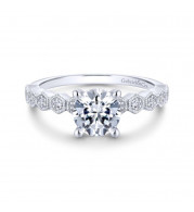 Gabriel & Co. 14k White Gold Victorian Straight Engagement Ring - ER14429R4W44JJ