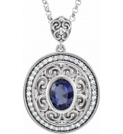 14K White Iolite & 1/8 CTW Diamond 18 Necklace - 857041041P