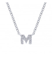Gabriel & Co. 14k White Gold Lusso Diamond Initial Necklace - NK4577M-W45JJ
