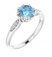 14K White Aquamarine & .04 CTW Diamond Ring - 719536004P