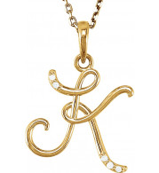 14K Yellow .025 CTW Diamond Initial K 18 Necklace - 8555760047P