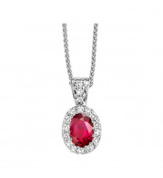 Gems One 14Kt White Gold Diamond (1/10Ctw) & Ruby (1/2 Ctw) Pendant - HDP438-4WCR
