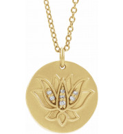 14K Yellow .025 CTW Diamond Lotus 16-18 Necklace - 86975606P