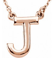 14K Rose Block Initial J 16 Necklace - 8463460009P