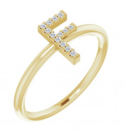 14K Yellow .06 CTW Diamond Initial F Ring - 1238346026P