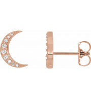 14K Rose 1/10 CTW Diamond Crescent Moon Earrings - 86941602P