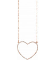 14K Rose 3/8 CTW Diamond Large Heart 16 Necklace - 66415100011P