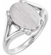 14K White 13x9 mm Oval Signet Ring - 52002101P