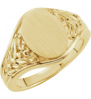 14K Yellow 12.8x9 mm Oval Signet Ring - 50456296595P