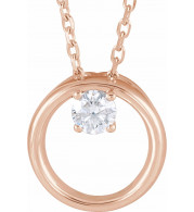14K Rose 1/10 CTW Diamond Circle 16-18 Necklace - 86689607P