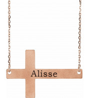 14K Rose Sideways Cross 16-18 Necklace - 86570106P