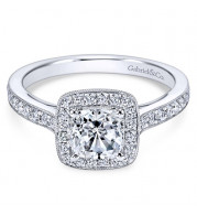 Gabriel & Co. 14k White Gold Victorian Halo Engagement Ring - ER10694W44JJ
